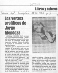 Los Versos prolíficos de Jorge Mendoza.