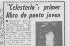 "Celesterio": primer libro de poeta joven.