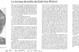La dureza de estilo de Gabriela Mistral