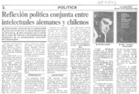 Reflexión política conjunta entre intelectuales alemanes y chilenos.
