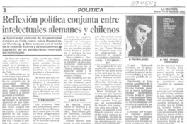 Reflexión política conjunta entre intelectuales alemanes y chilenos.