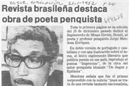 Revista brasileña destaca obra de poeta penquista.