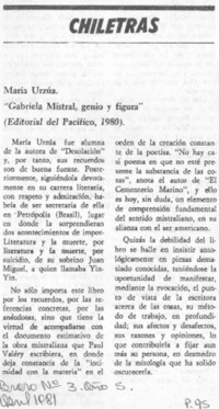 Gabriela Mistral, genio y figura".