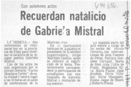 Recuerdan natalico de Gabriela Mistral.