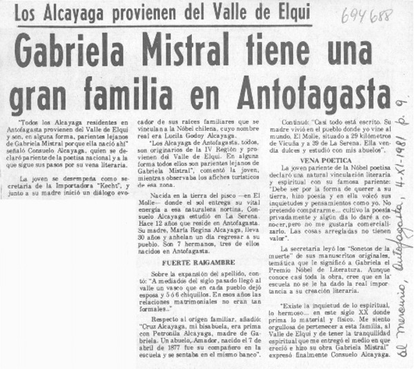 Gabriela Mistral tiene una gran familia en Antofagasta.