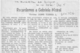 Recordemos a Gabriela Mistral