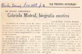 Gabriela Mistral, biografía emotiva