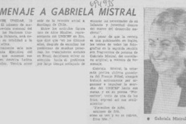 Homenaje a Gabriela Mistral.