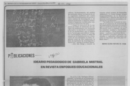 Ideario pedagógico de Gabriela Mistral en revista enfoques educacionales.