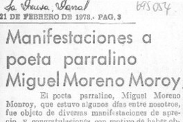 Manifestaciones a poeta parralino Miguel Moreno Monroy.