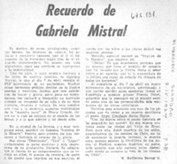 Recuerdo de Gabriela Mistral