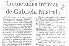 Inquietudes íntimas de Gabriela Mistral