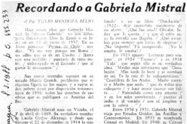 Recordando a Gabriela Mistral