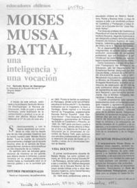 Moises Mussa Battal, una inteligencia y una vocación