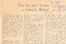 Una ley para honrar a Gabriela Mistral