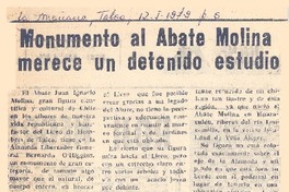 Monumento al Abate Molina merece un detenido estudio.