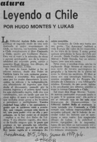 Leyendo a Chile por Hugo Montes y Lukas