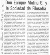 Don Enrique Molina G. y la Sociedad de Filosofía.
