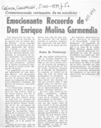 Emocionante recuerdo de Don Enrique Molina Garmendia.