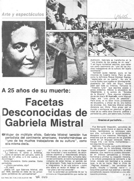 Facetas desconocidas de Gabriela Mistral