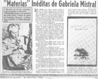 "Materias" inéditas de Gabriela Mistral.