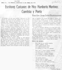 Escritores curicanos de hoy: Humberto Martínez cuentista y poeta