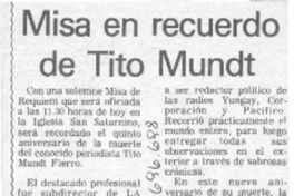 Misa en recuerdo de Tito Mundt.