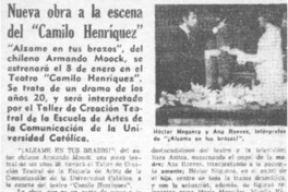 Nueva obra a la escena del "Camilo Henríquez".