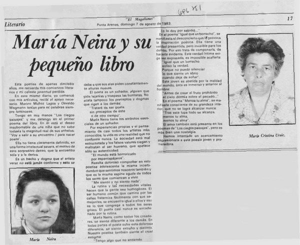 María Neira y su pequeño libro