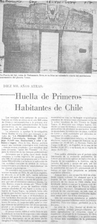 Huella de primeros habitantes de Chile.