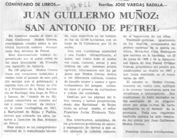 Juan Guillermo Muñoz: San Antonio de Petrel