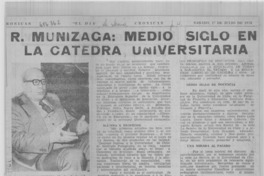 R. Munizaga: medio siglo en la cátedra universitaria.