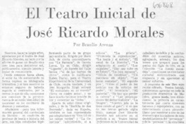 El teatro inicial de José Ricardo Morales