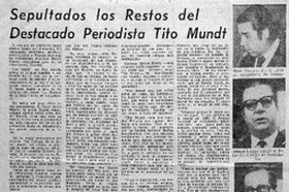 Sepultados los restos del destacado periodista Tito Mundt.