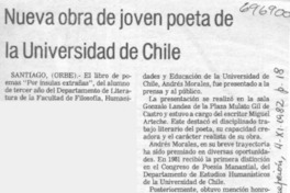 Nueva obra de joven poeta de la Universidad de Chile.