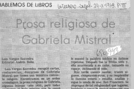 Prosa religiosa de Gabriela Mistral.