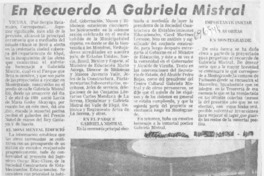 En recuerdo a Gabriela Mistral.