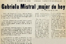 Gabriela Mistral, mujer de hoy