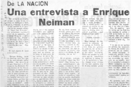 Una Entrevista a Enrique Neiman. [entrevista]