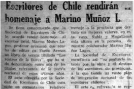 Escritores de Chile rendirán a Marino Muñoz L.