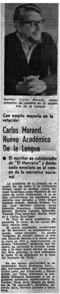 Carlos Morand, nuevo académico de la lengua.