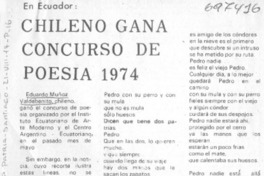 Chileno gana concurso de poesía 1974.