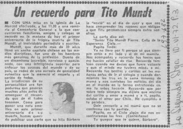 Un Recuerdo para Tito Mundt.