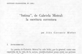 "Íntima" de Gabriela Mistral, la escritura correctora