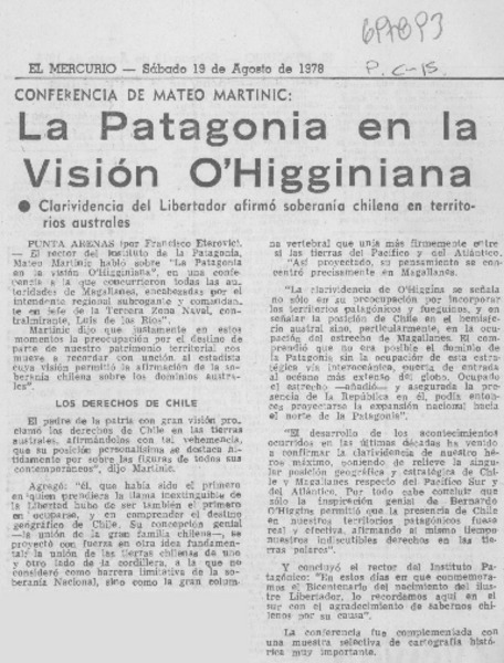 La patagonia en la visión O'Higginiana