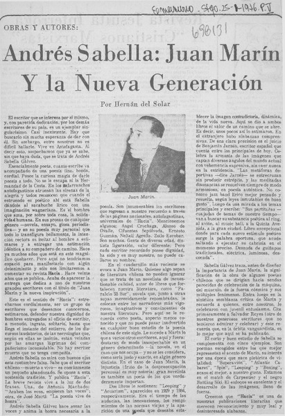 Andrés Sabella: Juan Marín y la nueva generación