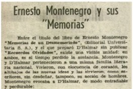 Ernesto Montenegro y sus "memorias"