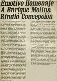 Emotivo homenaje a Enrique Molina rindió Concepción.