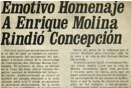 Emotivo homenaje a Enrique Molina rindió Concepción.