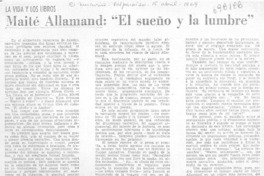 Maité Allamand: "El sueño y la lumbre".